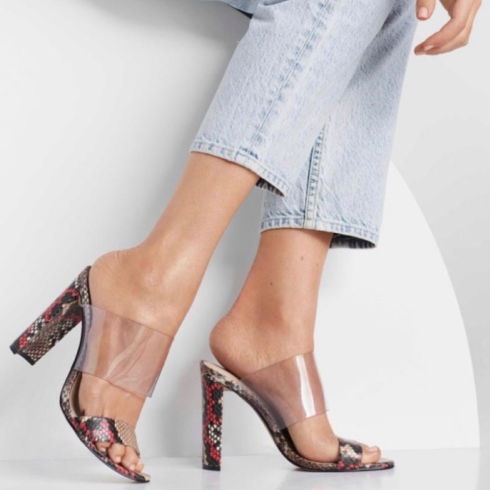 Aldo Fulmer Snakeskin and PVC Heels Size 7